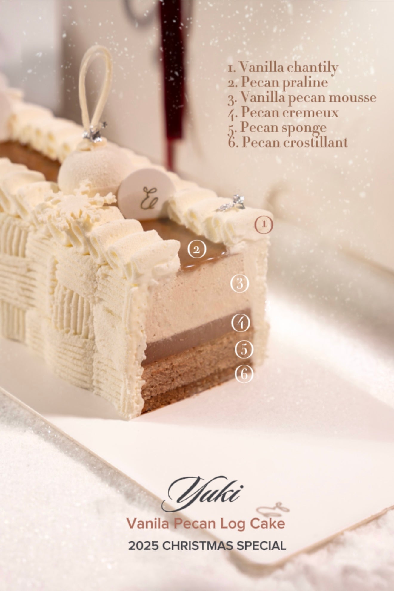 Vanilla Pecan Log Cake
