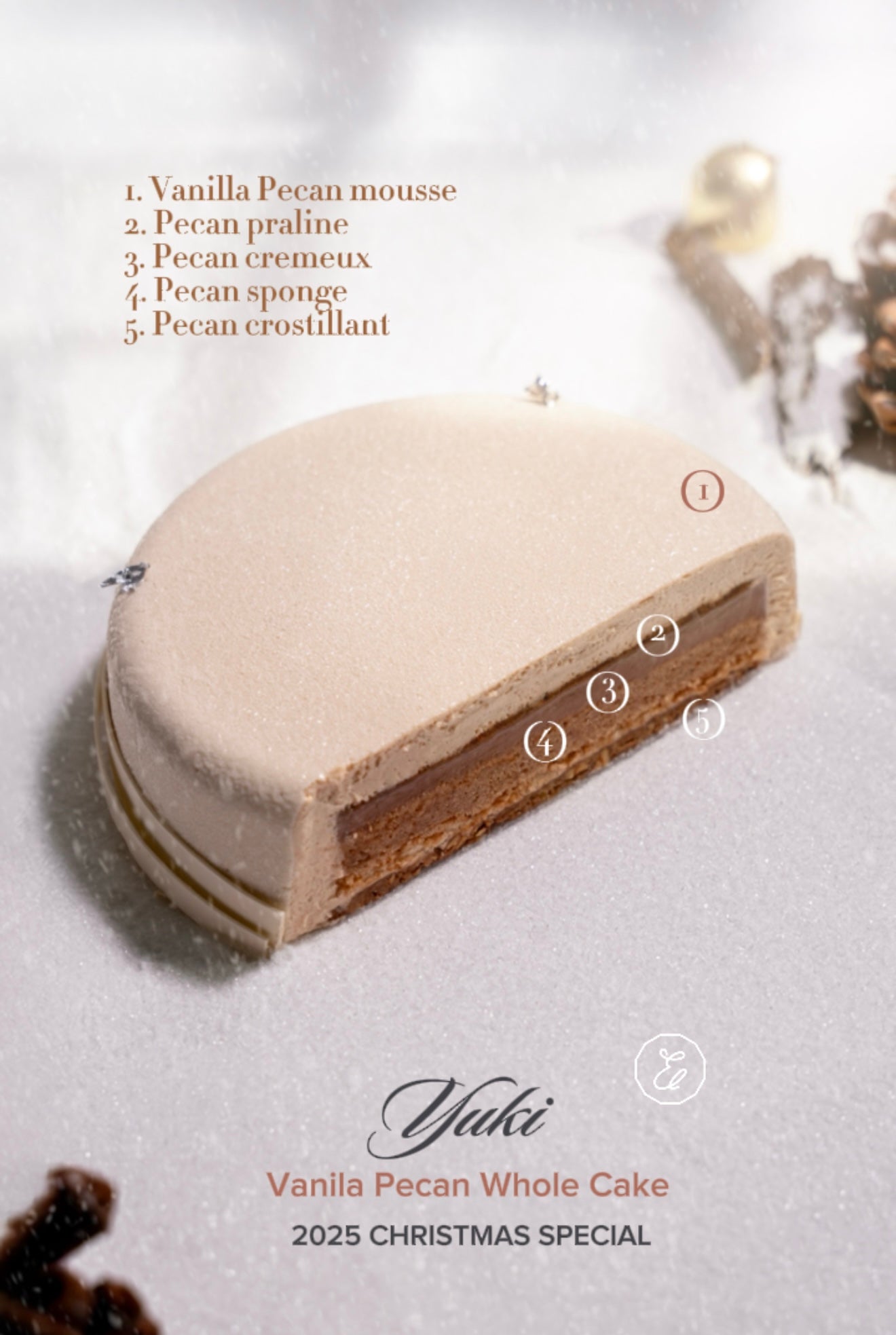 Yuki Whole Cake : 2025 XMas Special - Vanilla Pecan